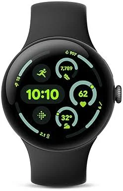 Fitbit Google Pixel Watch 3 45mm LTE 2024 Android Smartwatch, Heart Rate, Fitness, Matte Black, Obsidian