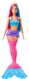 Barbie Dreamtopia Deniz Kızı Bebekler - Pembe, Mavi Saçlı GJK08