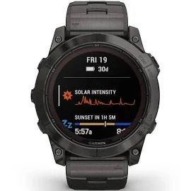 Garmin Fenix 7X Pro Sapphire Solar Karbon Gri DLC Titanyum - Tiyanyum Kayışlı