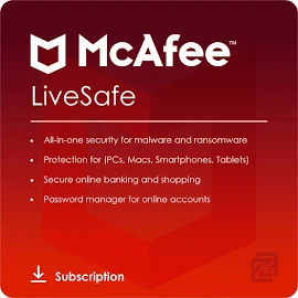 McAfee LiveSafe 2024 sınırsız Cihaz 2 Yıl