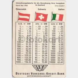 1963 Alman Banka Döviz Kuru Kartı