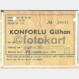 1962 Konforlu Gülhan Otobüs Bileti