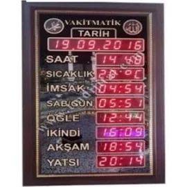 Dekoratif Cami Namaz Saati (Vakitmatik) (Kasa Ölçüsü: 34X57 Cm)