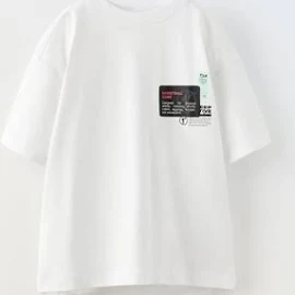 Zara - Basketbol Baskili T-Shirt - Beyaz - Unisex