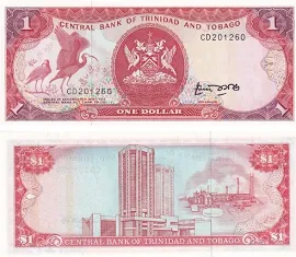Trinidad ve Tobago, 1 Dolar (1985) P#36a ÇİL Eski Kağıt Para