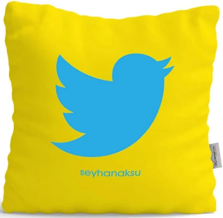 Kişiye Özel Twitter Sarı Yastık