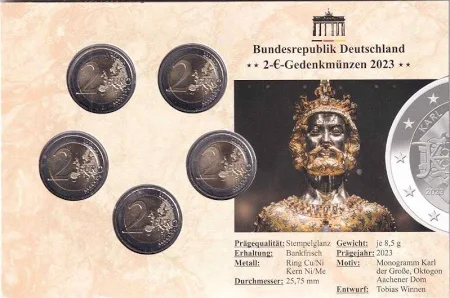 Almanya 2023 5 Adet 2 Euro Darb Yerlerine Göre Az Çıkan Settir