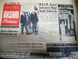 23 HAZİRAN 1959 zafer akşam postası GAZETE DOĞUM GÜNÜ HEDİYESİ ÖZEL GÜNLER İÇİN UNUTULMAYAN HABERLER İÇİN ORJİNAL DÖNEMİNE AİT ÜRÜN SAYFALAR TAM | 