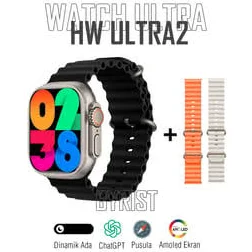 Byrist Hw Ultra 2 49mm 2.1inç Amoled Ekran ''''3 Kordon'''' Chatgpt+pusula Özellikli Watch Ultra 2 Akıllı Saat