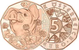 Austria 5 euro coin 2023 - NEW YEAR COIN 2023 - PIG