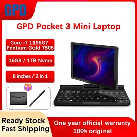 GPD Pocket 3 Mini Laptop 8 Inch Intel Core i7 1195G7 Pentium Gold 7505 Notebook 16GB 1TB SSD Modular