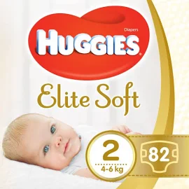 Підгузки Huggies Elite Soft 2 розмір 4-6 кг 82 шт.