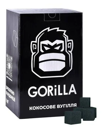 Вугілля кокосове Gorilla 2.5х2.5, 1кг (26000). Вугілля для кальянів