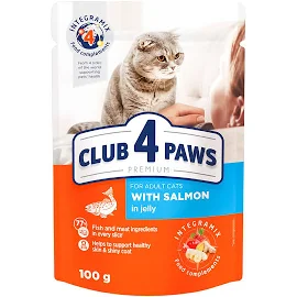 Club 4 Paws - Вологий корм для котів з лососем в желе, 100 г