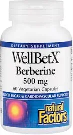 Берберин, WellBetX Berberine, Natural Factors, 500 мг, 60 капсул