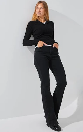 Джинси-кльош однотонні жіночі On me 4950 34 Графітовий