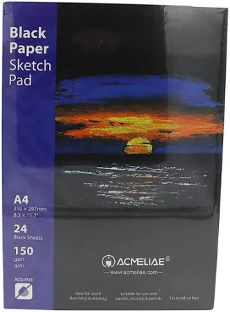 Альбом для ескізів скетчбук А4 (29,7*21см) 24арк 150г/м2 Acmeliae SketchPad Black Paper 43855