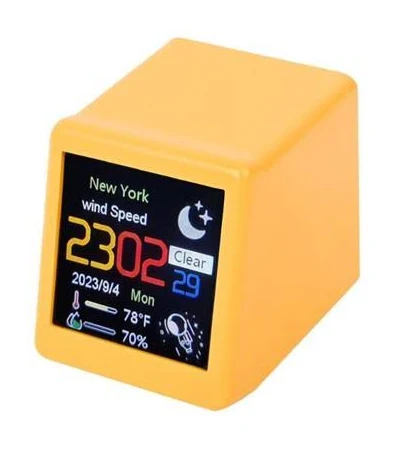 Метеостанція міні настільна з Wi-Fi ЖК 1.54" портативна, Smart weather clock. Будинок і сад
