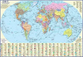 Карта світу політична 65x45 см М 1:54 000 000 ламінований картон (4820114951588)