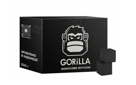 Вугілля кокосове Gorilla 2.5х2.5, 0,5кг (26099). Вугілля для кальянів