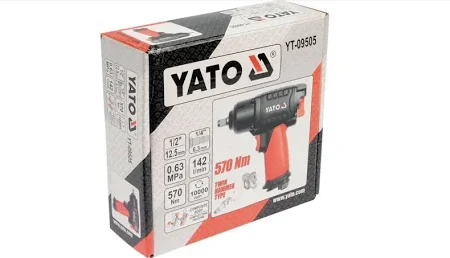 Гайковерт ударний пневматичний YATO: квадрат 1/2", F = 570 Nm YT-09505