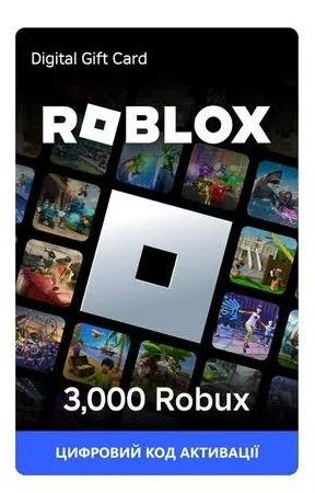 Картка поповнення Roblox Gift Card 3000 Robux | Роблокс 3000 Робукс (цифровий код активації 2000+1000). Картки доступу, активації та онлайн-поповнення