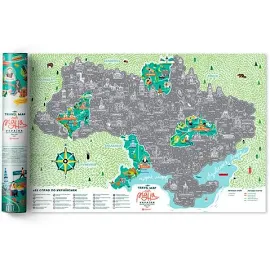 Скретч-карта Украины Travel Map "Моя Рідна Україна" (украинский язык) в тубусе