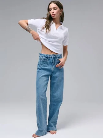 Джинси WIDE-LEG блакитного кольору з кишенями