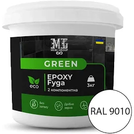 Фуга епоксидна для плитки Green Epoxy Fyga 3кг (легко змивається, дрібне зерно) Білий RAL 9010