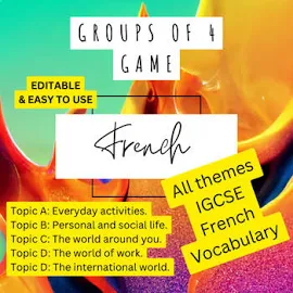 Groups of 4 Game - IGCSE French vocabulary Connections NYT Game Inspired