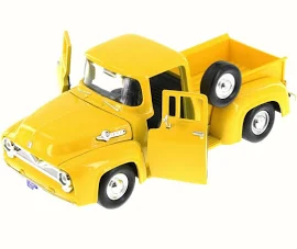 1955 Ford F-100 Pick Up Truck, Yellow - Motor Max 79341WB - 1/24 Scale Diecast Model Toy Car