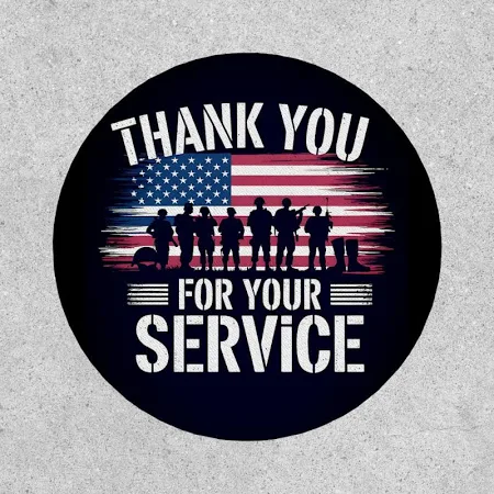 Thank You for Your Service: Veterans Day 2025 Patch, Adult Unisex, Size: Small, White