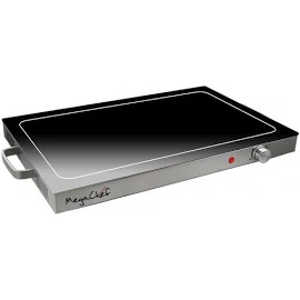 MegaChef Electric Warming Tray with Adjustable Temperature Control, Size: 50, Silver|Black