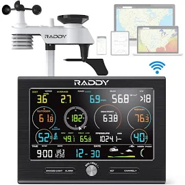 L7 Lora Weather Station 1.9 Miles Long Range - Wireless Wi-Fi Indoor/Outdoor Weather Station, 7.2 in. Large Display