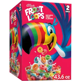 Kellogg's Froot Loops Cereal, Multi-Grain, Sweetened - 2 bags, 43.6 oz