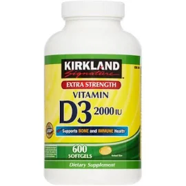 Kirkland Signature Extra Strength Vitamin D3 2000 IU 600 Softgels