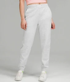 Lululemon Loungeful High-Rise Jogger Pants Full Length - Grey/White - Size 18 Cotton-Blend Fleece Fabric