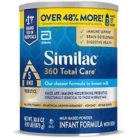 Similac 360 Total Care Infant Formula with Iron, Milk-Based Powder - 30.8 oz