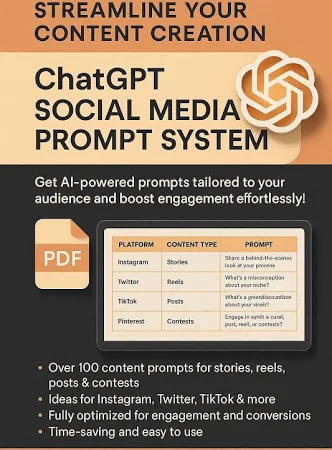 ChatGPT Social Media Prompt System | 100+ AI Prompts for Instagram, Reels & Branding