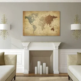 Oliver & James Map Canvas Art, Size: 22 x 32, Brown