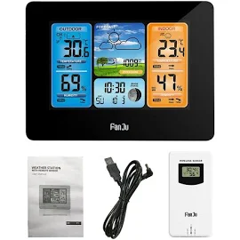 Digital Weather Station LCD FJ3373 Multifunction - Black