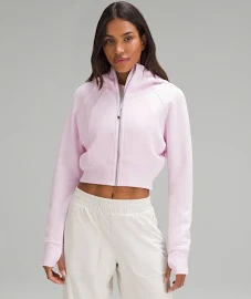 Lululemon Scuba Full-Zip Cropped Hoodie - Pink - Size 14 Cotton-Blend Fleece Fabric