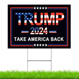 Oligei Trump Yard Signs, Trump 2024 Yard Sign 18' x 12', Trump Yard Signs 2024 Double Sided Fade Resistant, Take America Back Trump Signs for Yard He