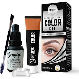 Demure Color Gel Eyebrow and Eyelash Tint 30g Professional Formula Eyebrow and Eyelash Dye Kit with Keratin Complex Delivering Optimal Strength Shine