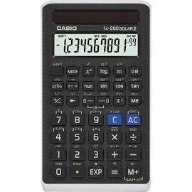 Casio FX- 260 Solar II Scientific Calculator, LCD Display, Black, Size: 2 3/4 x 4 3/4 in