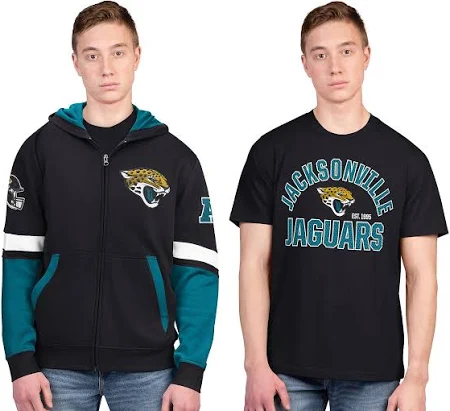 NFL Jaguars Officially Licensed T-Shirt and Full-Zip Hoodie Combo