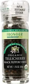 Frontier Peppercorns, Organic, Tellicherry Black - 1.76 oz