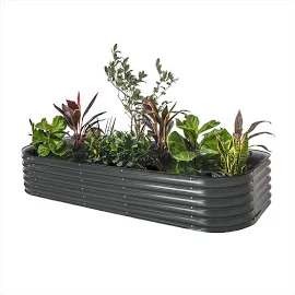 Vego 17" Tall 10 in 1 Modular Metal Raised Garden Bed Kit, Modern Gray