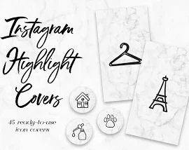 45 White Marble Instagram Covers, Instagram Story Highlight Icons, iOS App Icons, iPhone Widgets, Instagram Highlights, Instagram Template