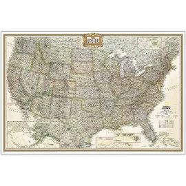 National Geographic United States Executive Map, Poster Size and Laminated, 36" x 24"